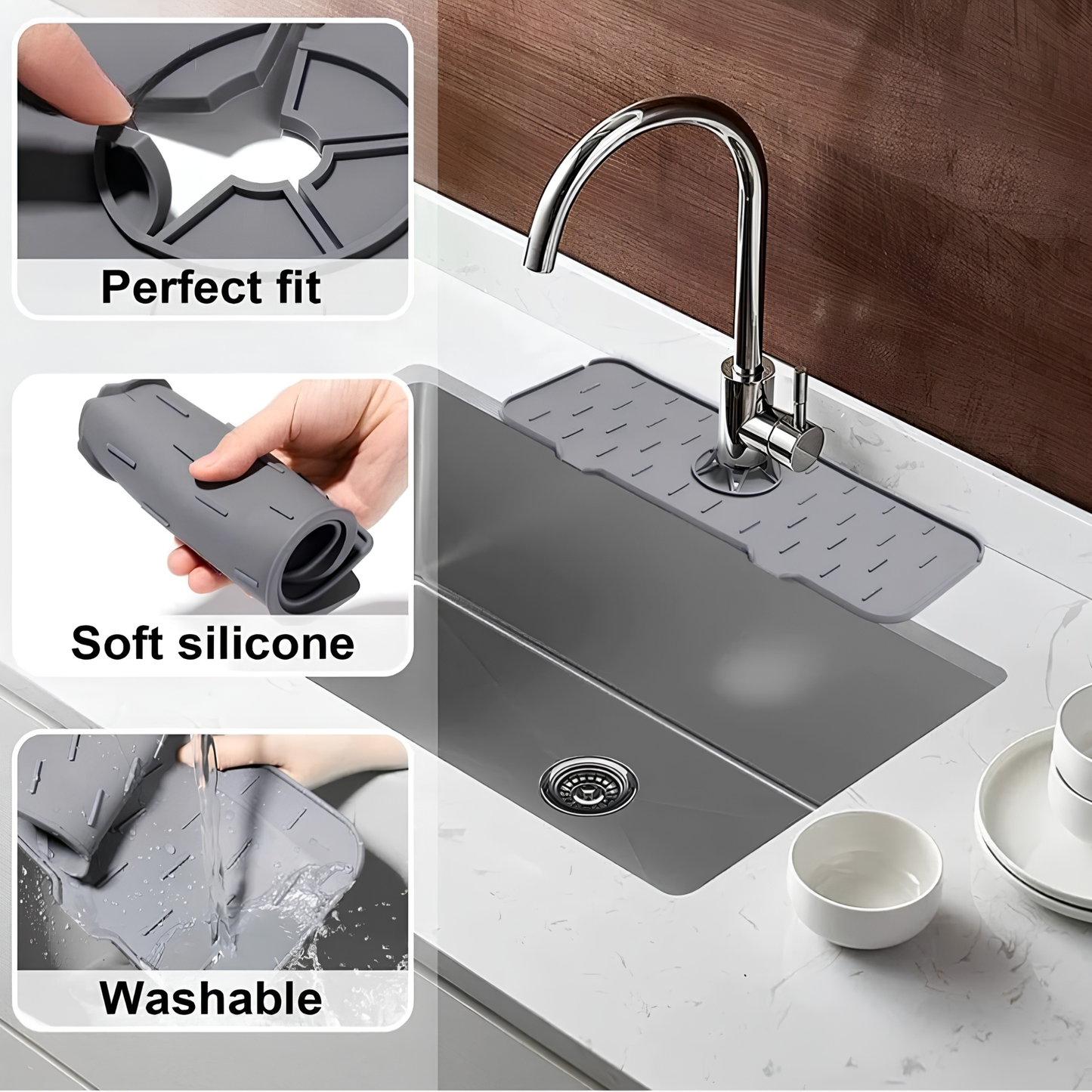 Faucet Absorbent Mat – Silicone Splash Guard