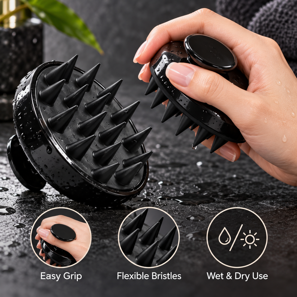 Silicone Scalp Massager – Shampoo Brush, All Hair