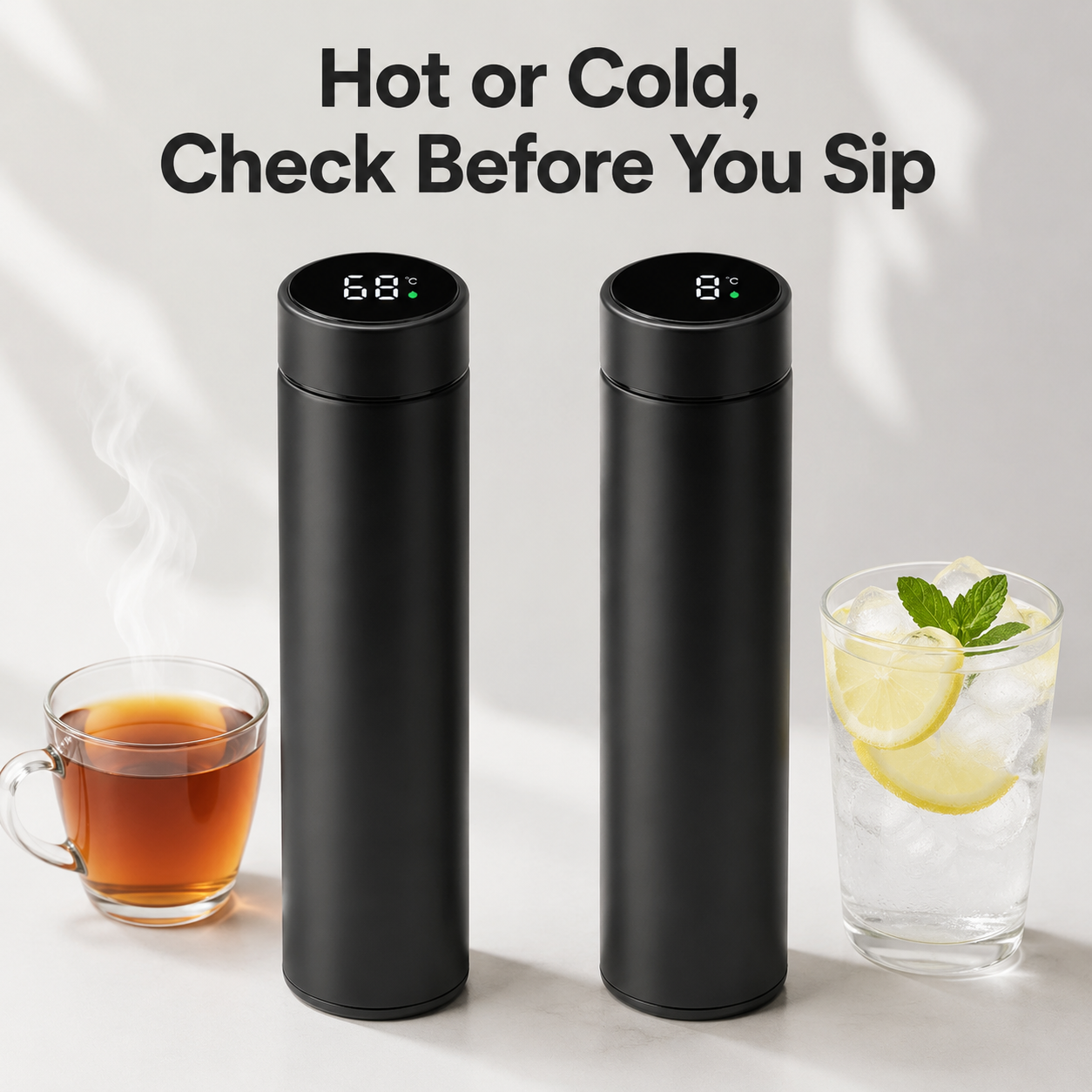 Smart LED Temperature Water Bottle – 500ml Vacuum
