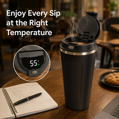 Coffee Cup with Temperature Display – LED, Stainless