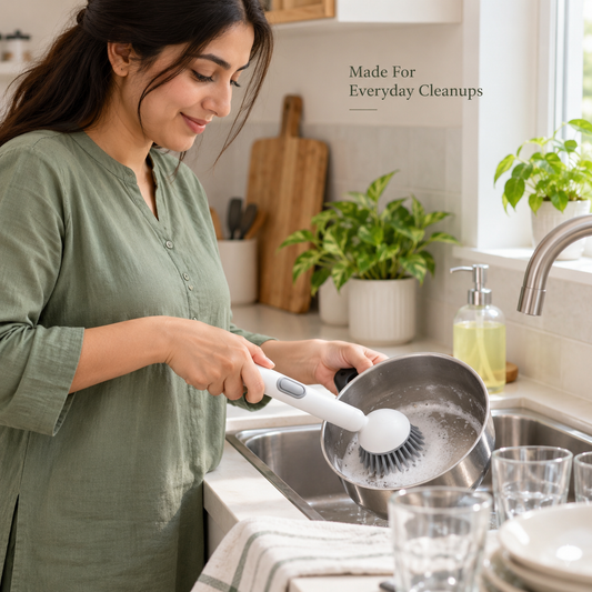 Soap Dispensing Dish Brush – 360° Rotating, 6-in-1