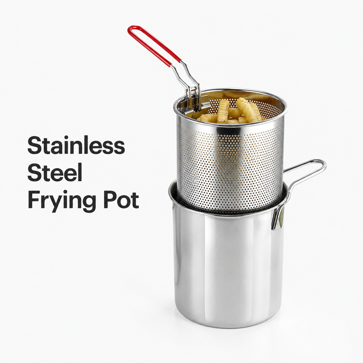 Deep Frying Pot – Stainless Steel with Strainer Basket