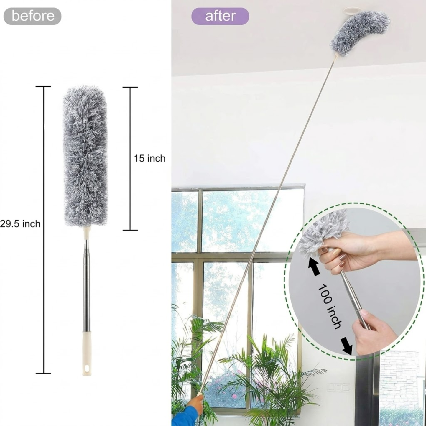 Extendable Microfiber Duster – Telescopic Pole