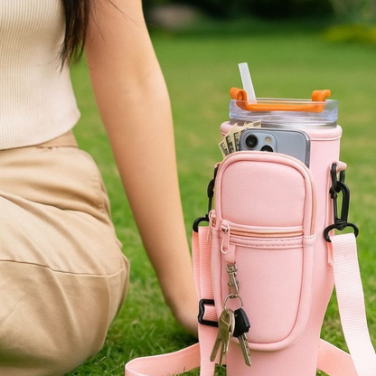 Tumbler Carrier Bag – With Phone Pocket, Strap