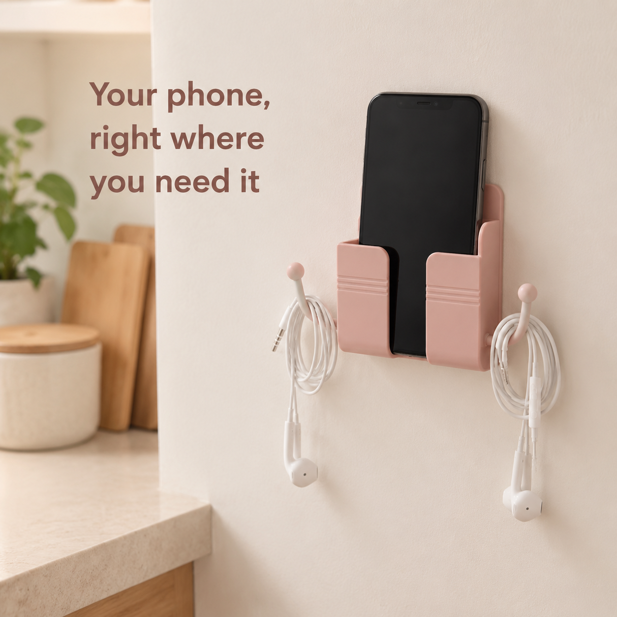 Wall Mount Phone Holder – Adhesive Charging Stand