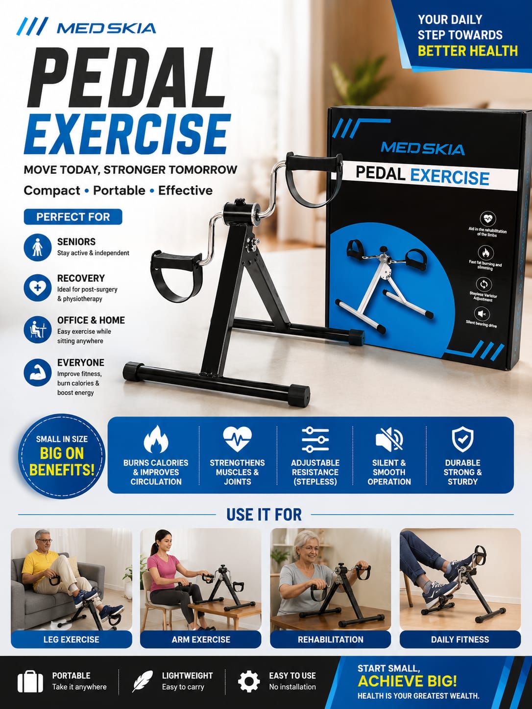 Mini Exercise Bike Pedal Exerciser – Under Desk