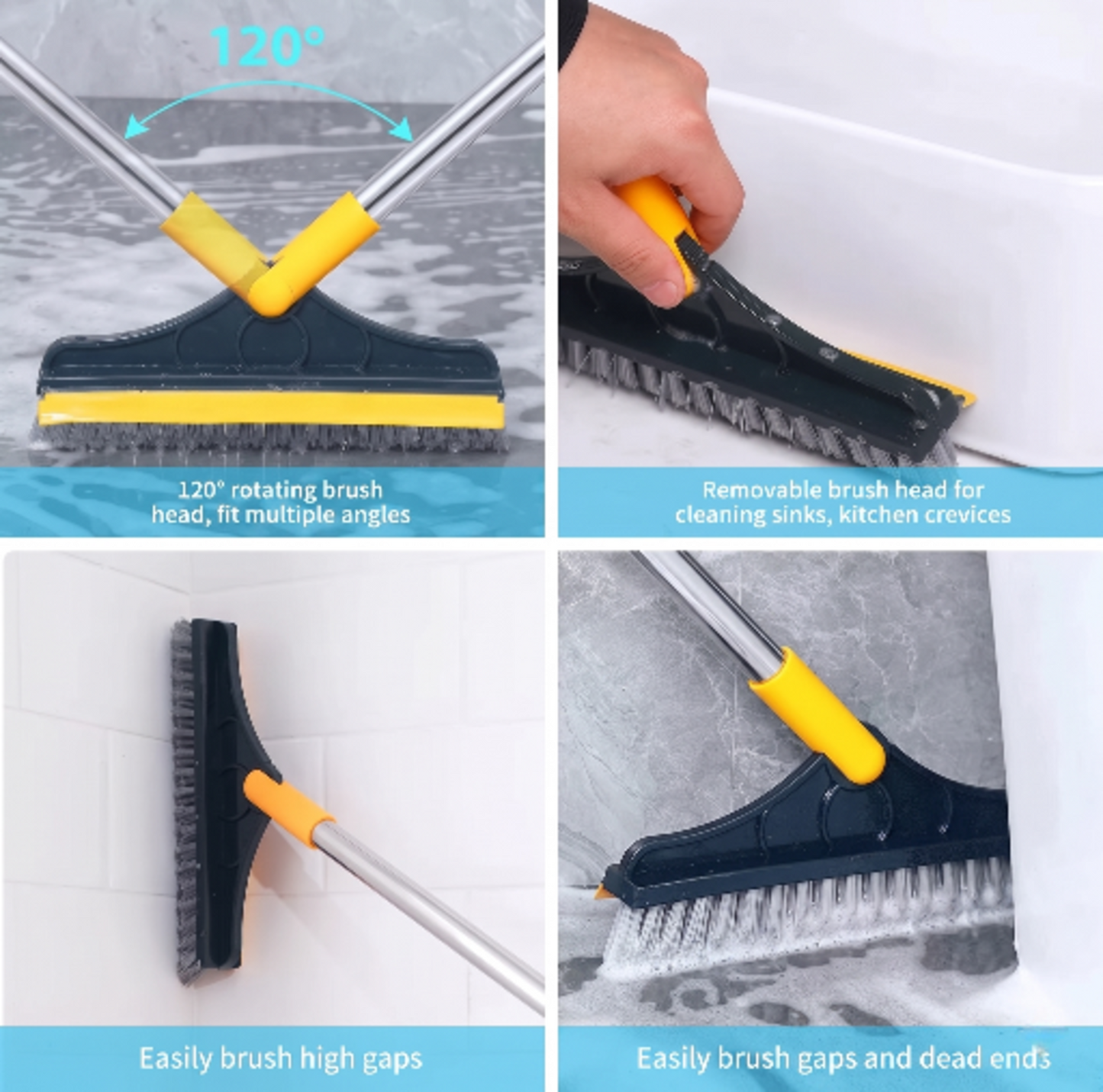 2 in 1 Bathroom Cleaning Brush with Wiper