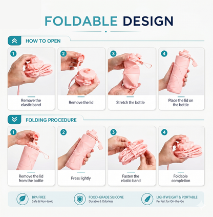 Foldable Silicone Water Bottle 600ml
