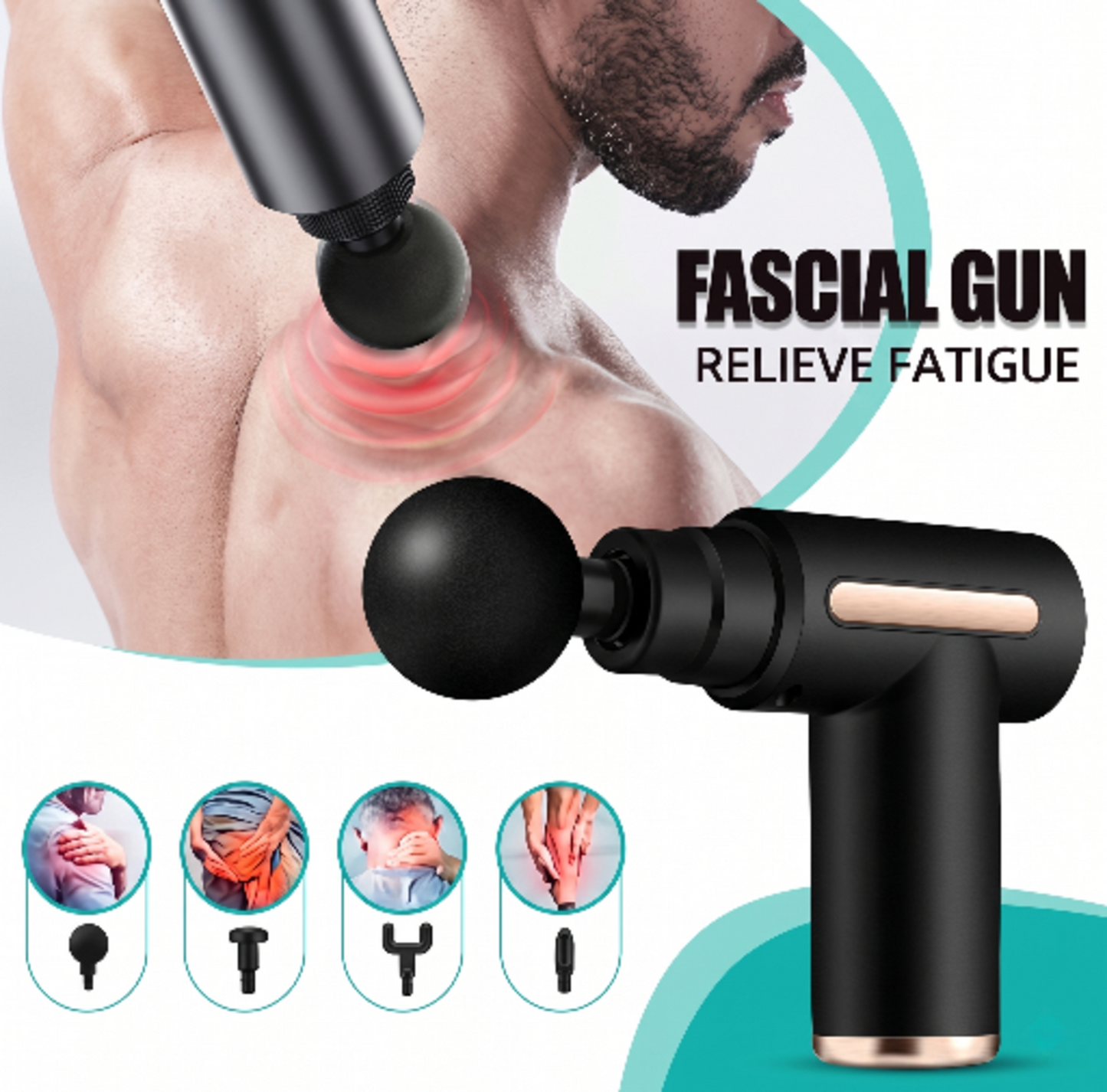 Deep Tissue Muscle Massage Gun – Silent, Cordless