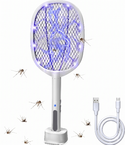 2-in-1 Mosquito Killer Racket with UV Light & Stand
