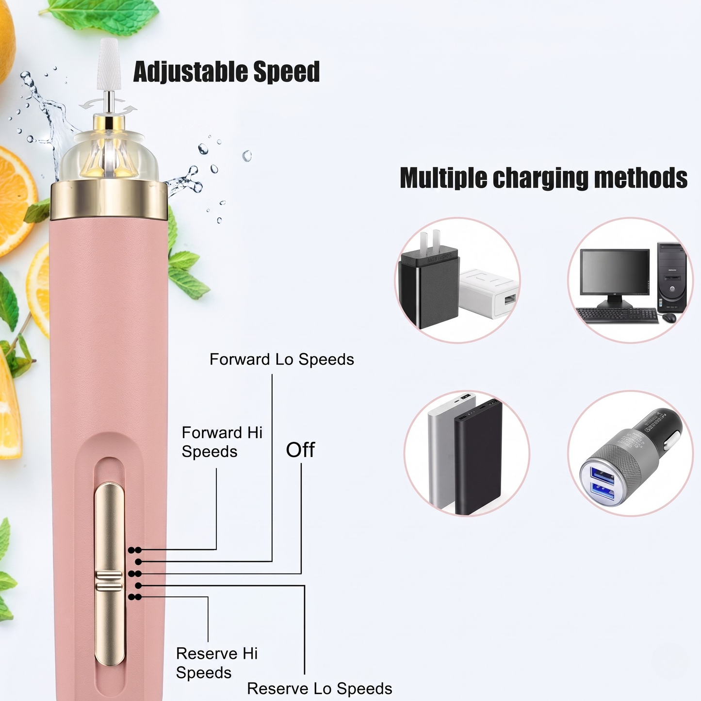 Cordless Rechargeable Nail Drill with LCD Display
