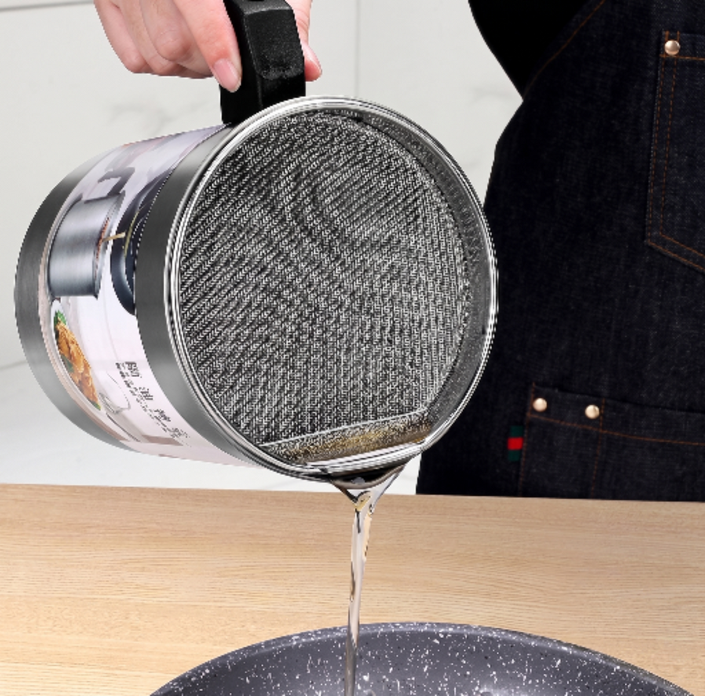 Oil Filter Pot with Fine Mesh Strainer