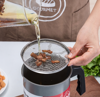 Oil Filter Pot with Fine Mesh Strainer