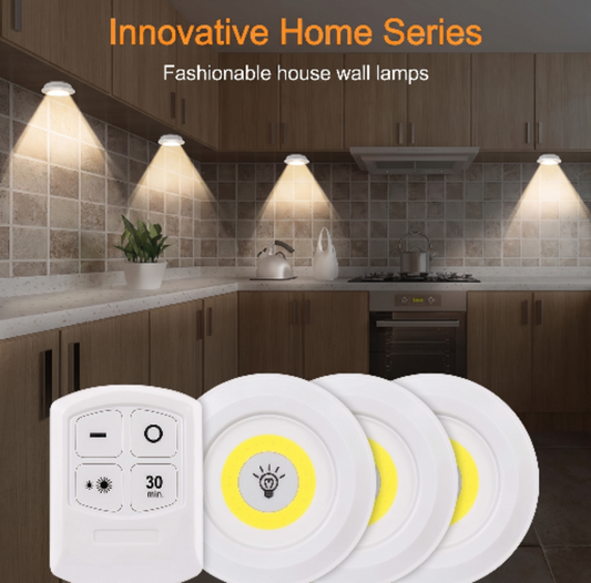 LED Puck Lights with Remote – 3 Pack, Dimmable