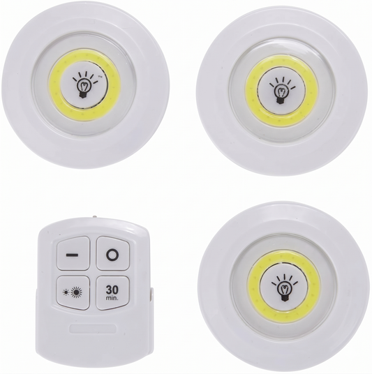 LED Puck Lights with Remote – 3 Pack, Dimmable