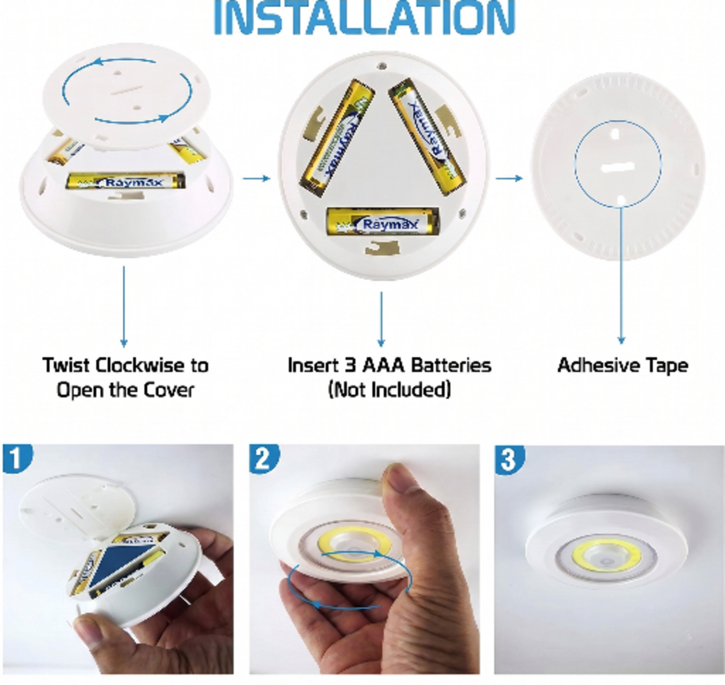 LED Puck Lights with Remote – 3 Pack, Dimmable