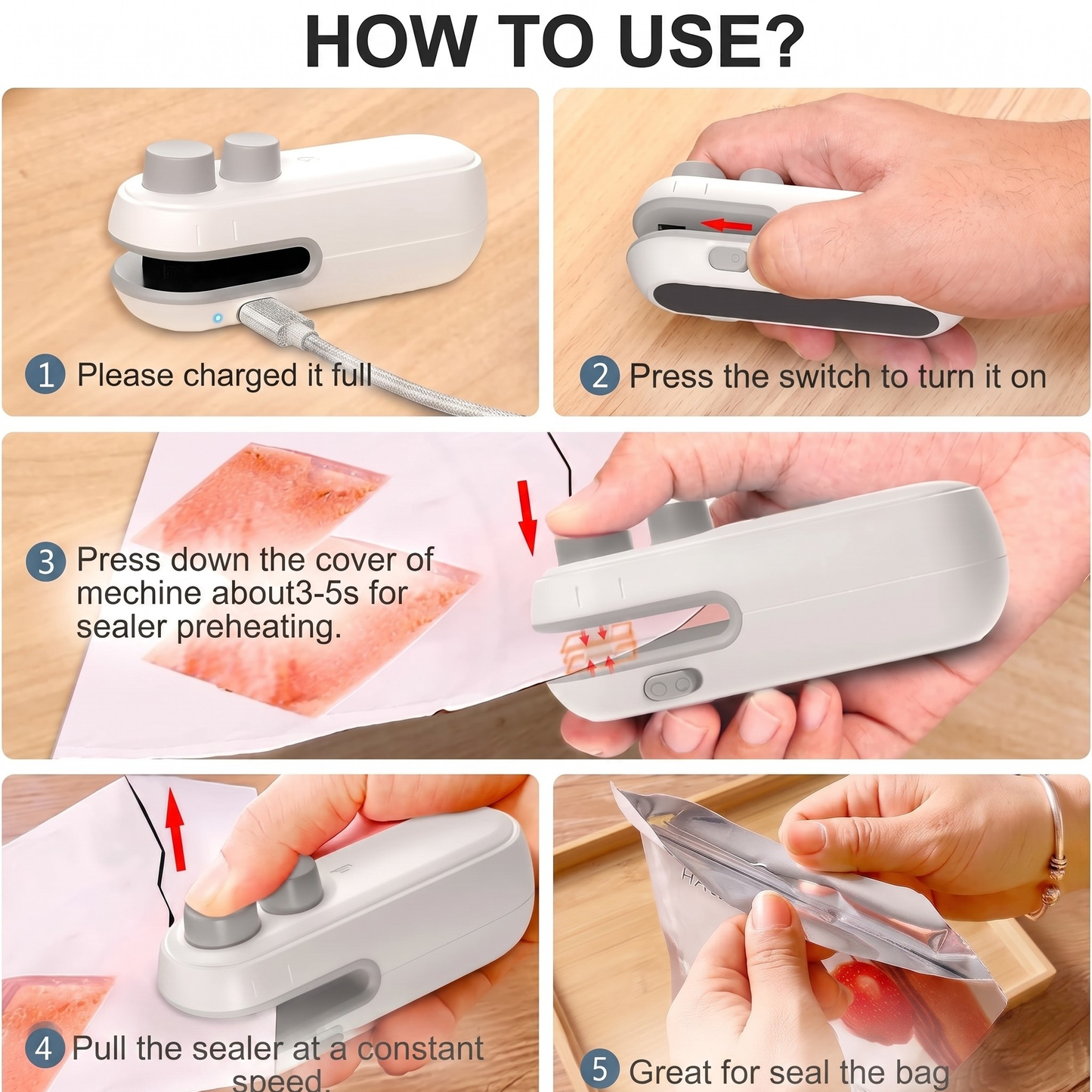 Mini Bag Sealer 2-in-1 – USB-C Rechargeable