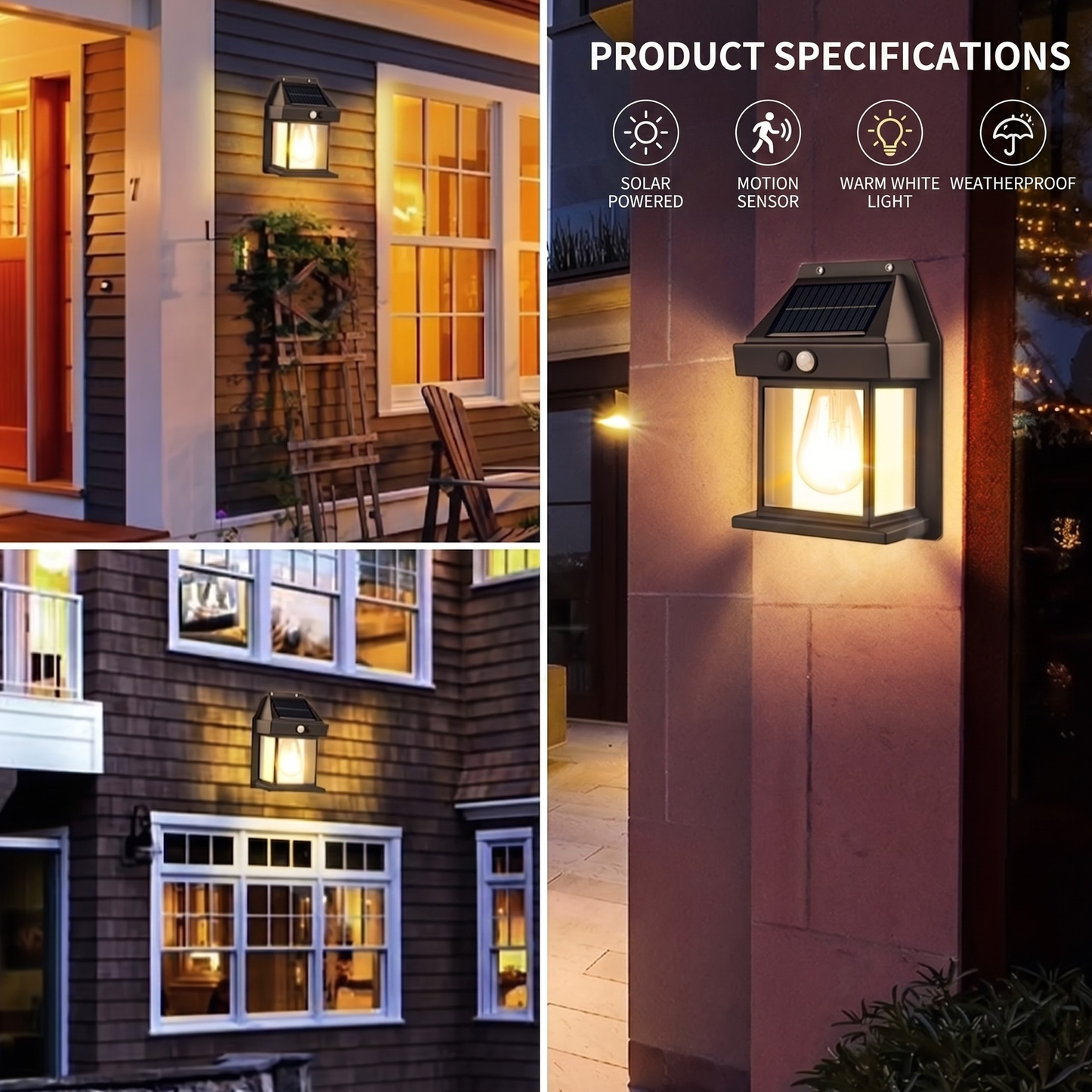 Solar LED Wall Light with Motion Sensor