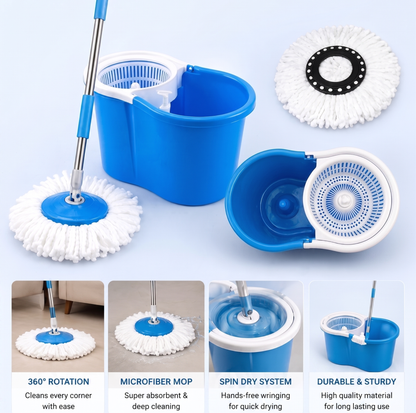 Spin Mop and Bucket Set – 360° Self-Wringing