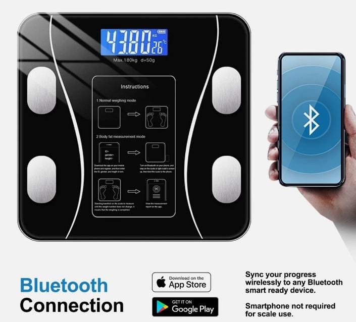 Smart Bluetooth Weight Scale – Digital, BMI